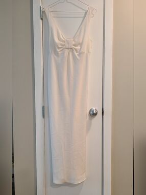 Vtg 90s Unmentionables Cream Midi Slip Dress with Bow Detail 🎀